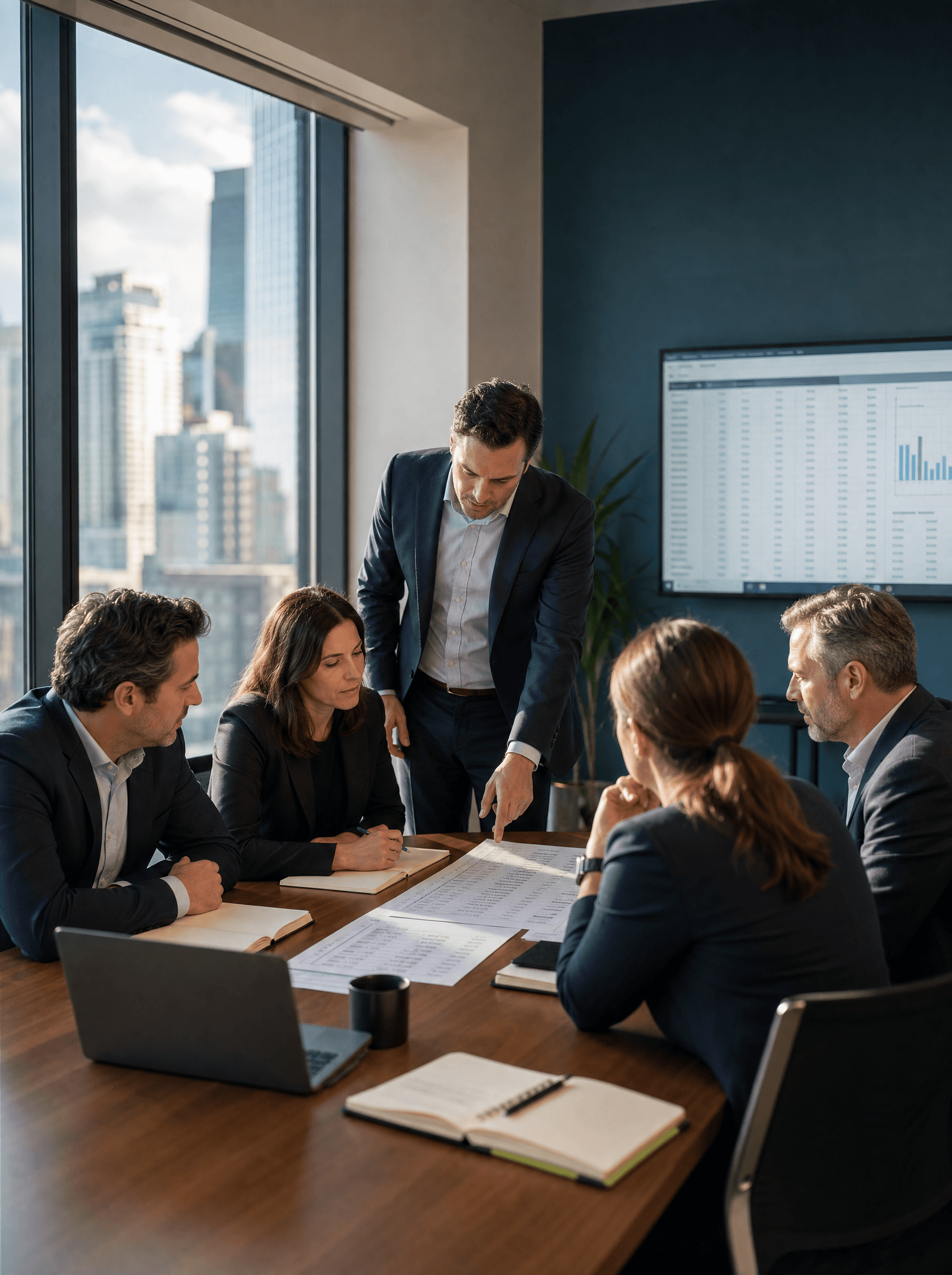 RecoverMax operators reviewing aging accounts receivable with a client team